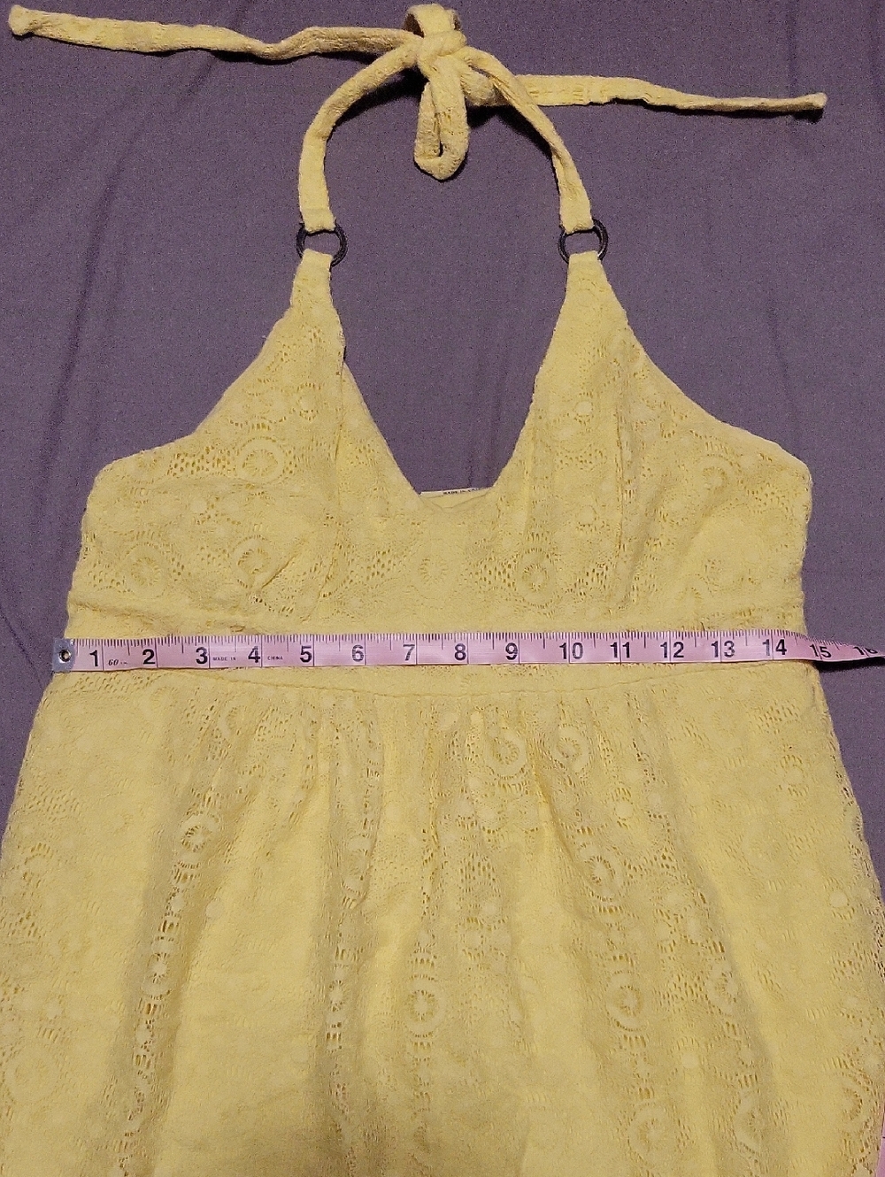 Victoria's Secret Yellow Lace-Embroidered Halter Dress - Picture 4 of 8